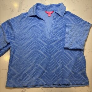 Lilly Pulitzer Belleview Short Sleeve Top in Boca Blue Lilly‎ Zig Zag Women's SM